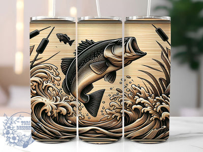 Bass Fishing Woodgrain Rustic Tumbler Wrap, 20oz Tumbler Sublimation, Rustic Fisherman Design, Largemouth Bass Art, Outdoor Sportsman Gift, Nature Fishing Aesthetic Sublimation ToriDesigns 