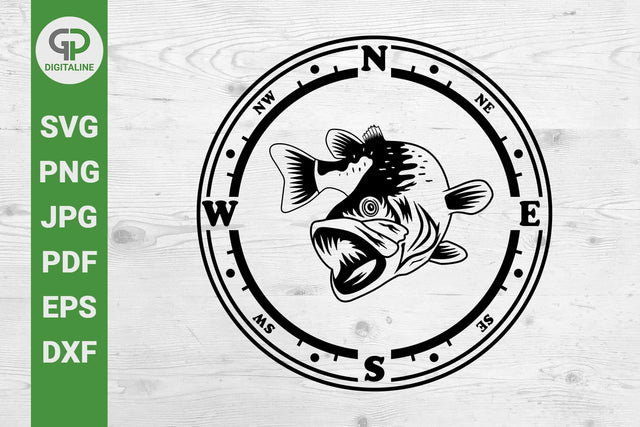Bass SVG, Fishing SVG, Compass SVG, Fish SVG, Circle SVG, Round SVG SVG GPDigitaline 
