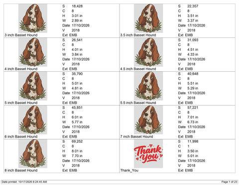 Basset Hound Embroidery Design – Cute Brown and White Dog Portrait with Autumn Leaves Machine Embroidery File Embroidery/Applique DESIGNS PatternFeed8 