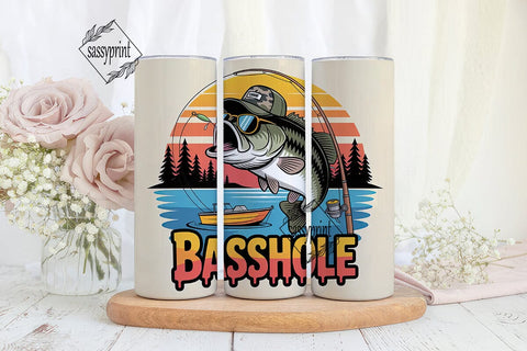 Basshole Fishing 20oz Tumbler Wrap Sublimation sassyprint 