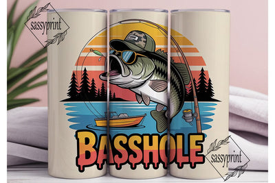 Basshole Fishing 20oz Tumbler Wrap Sublimation sassyprint 