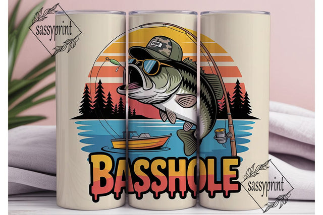 Basshole Fishing 20oz Tumbler Wrap Sublimation sassyprint 