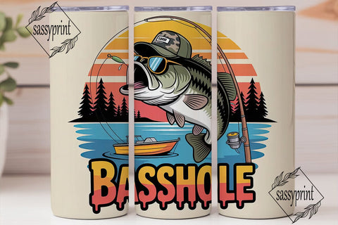 Basshole Fishing 20oz Tumbler Wrap Sublimation sassyprint 