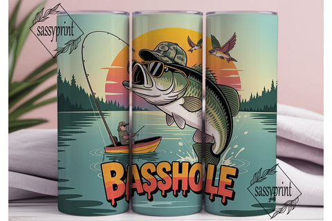 Basshole Fishing 20oz Tumbler Wrap Sublimation sassyprint 