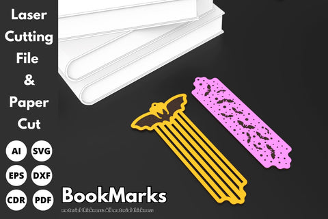 Bat and Star Halloween Bookmarks | laser cut file | svg paper cut | cricut | glowforge file SVG tofigh4lang 