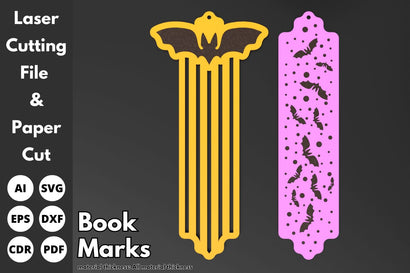 Bat and Star Halloween Bookmarks | laser cut file | svg paper cut | cricut | glowforge file SVG tofigh4lang 