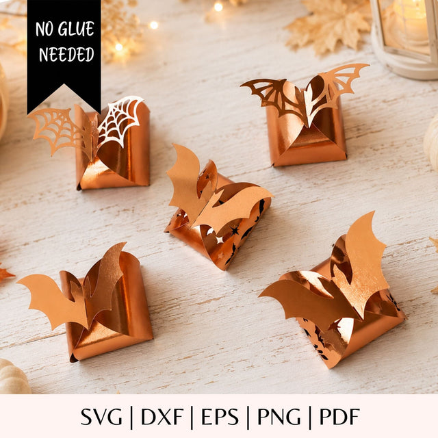 Bat Box SVG Bundles - Halloween Candy Box Template - No Glue Twist Top Treat Holder Spooky Treat Package Cut File for Cricut Silhouette SVG DreamingSVG 