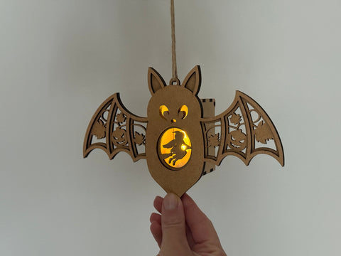 Bat Candle Holder SVG | Halloween Lantern Laser Cut File | Witch & Pumpkin Hanging Tea Light Box SVG LaserCutano 