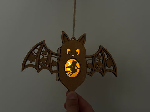 Bat Candle Holder SVG | Halloween Lantern Laser Cut File | Witch & Pumpkin Hanging Tea Light Box SVG LaserCutano 