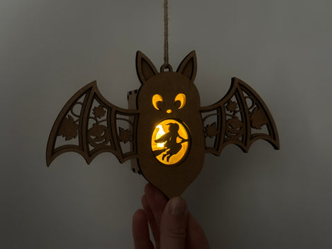 Bat Candle Holder SVG | Halloween Lantern Laser Cut File | Witch & Pumpkin Hanging Tea Light Box SVG LaserCutano 