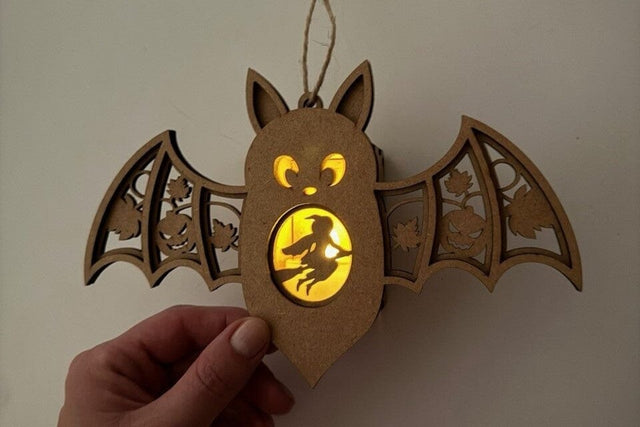 Bat Candle Holder SVG | Halloween Lantern Laser Cut File | Witch & Pumpkin Hanging Tea Light Box SVG LaserCutano 