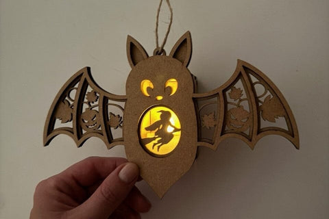 Bat Candle Holder SVG | Halloween Lantern Laser Cut File | Witch & Pumpkin Hanging Tea Light Box SVG LaserCutano 