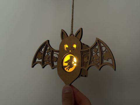 Bat Candle Holder SVG | Halloween Lantern Laser Cut File | Witch & Pumpkin Hanging Tea Light Box SVG LaserCutano 