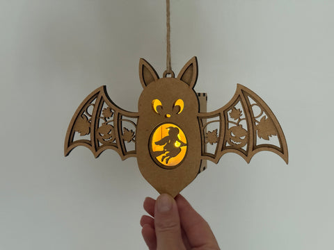 Bat Candle Holder SVG | Halloween Lantern Laser Cut File | Witch & Pumpkin Hanging Tea Light Box SVG LaserCutano 