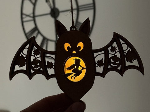 Bat Candle Holder SVG | Halloween Lantern Laser Cut File | Witch & Pumpkin Hanging Tea Light Box SVG LaserCutano 