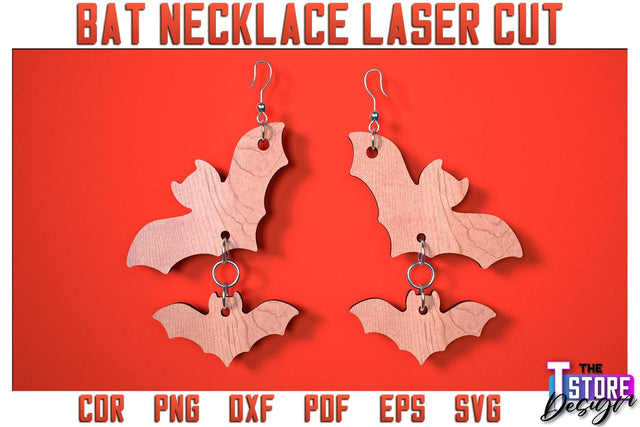 Bat Earrings Laser Cut | Bat Accessories Laser Cut Design | Gift Idea | CNC File SVG The T Store Design 