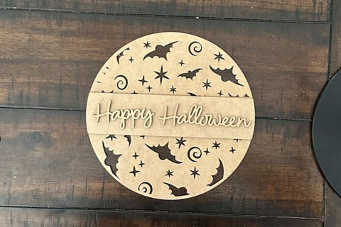 Bat Happy Halloween Sign Laser SVG File SVG Crafting With Brenna 