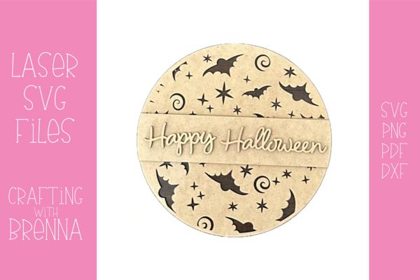 Bat Happy Halloween Sign Laser SVG File SVG Crafting With Brenna 