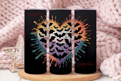 Bat Heart Halloween 20oz Tumbler Wrap Sublimation DesignSVG 