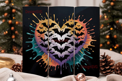 Bat Heart Halloween 20oz Tumbler Wrap Sublimation DesignSVG 