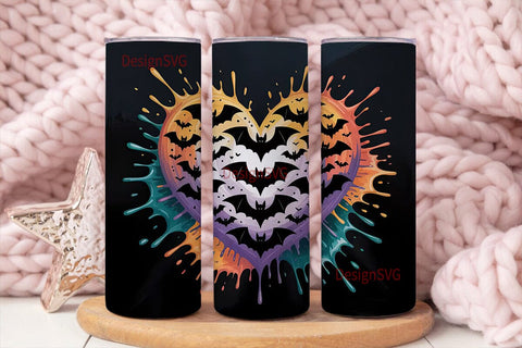 Bat Heart Halloween 20oz Tumbler Wrap Sublimation DesignSVG 