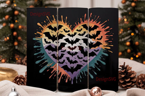 Bat Heart Halloween 20oz Tumbler Wrap Sublimation DesignSVG 