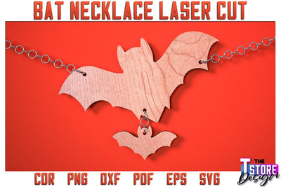 Bat Necklace Laser Cut | Bat Accessories Laser Cut Design | Gift Idea | CNC File SVG The T Store Design 