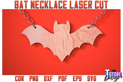 Bat Necklace Laser Cut | Bat Accessories Laser Cut Design | Gift Idea | CNC File SVG The T Store Design 