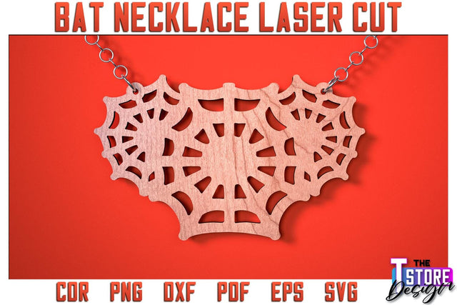 Bat Necklace Laser Cut | Bat Accessories Laser Cut Design | Gift Idea | CNC File SVG The T Store Design 