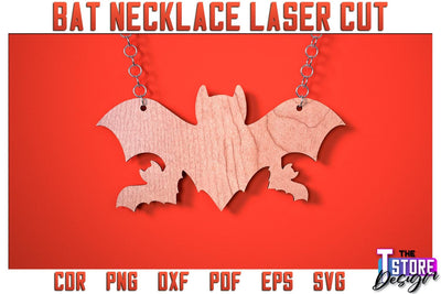 Bat Necklace Laser Cut | Bat Accessories Laser Cut Design | Gift Idea | CNC File SVG The T Store Design 