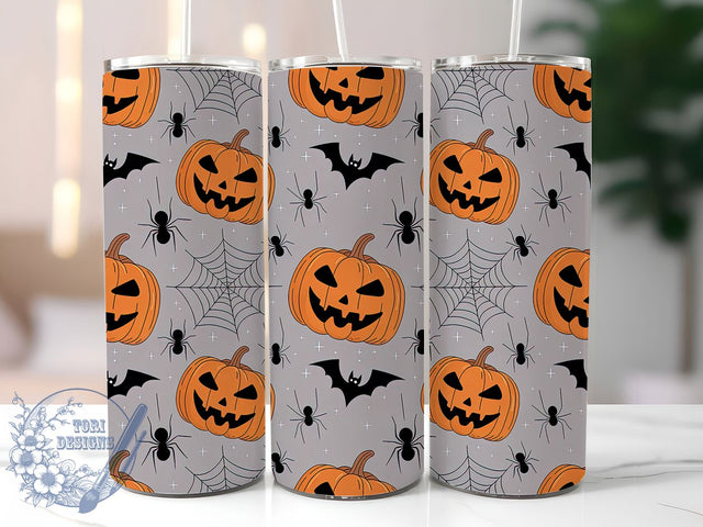 Bat & Pumpkin Spooky Halloween Tumbler Wrap, Bat Tumbler Wrap, 20oz Skinny Tumbler, Pumpkin Tumbler Png, Sublimation Design, Tumbler Wrap Download, Spooky Tumbler Png Sublimation ToriDesigns 