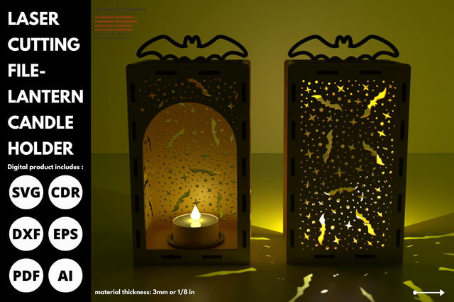 Bat star Halloween pattern lantern laser cut file | SVG | laser cutting file | glowforge SVG tofigh4lang 