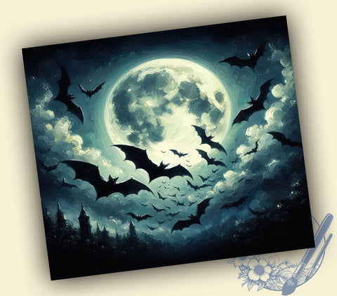 Bat Swarm 20oz Skinny Tumbler, Halloween Gothic Tumbler Png, Straight & Tapered Tumbler Wrap, Instant Digital Download Sublimation ToriDesigns 