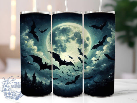Bat Swarm 20oz Skinny Tumbler, Halloween Gothic Tumbler Png, Straight & Tapered Tumbler Wrap, Instant Digital Download Sublimation ToriDesigns 