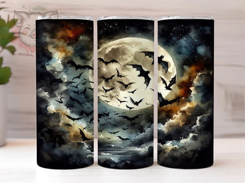 Bat Swarm 20oz Tumbler Png, Straight & Tapered Tumbler Png, Black Bat Halloween Tumbler Png, Digital Download PNG Sublimation Lara' s Designs 