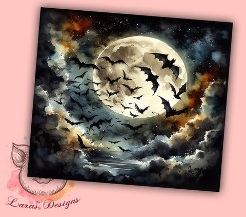 Bat Swarm 20oz Tumbler Png, Straight & Tapered Tumbler Png, Black Bat Halloween Tumbler Png, Digital Download PNG Sublimation Lara' s Designs 