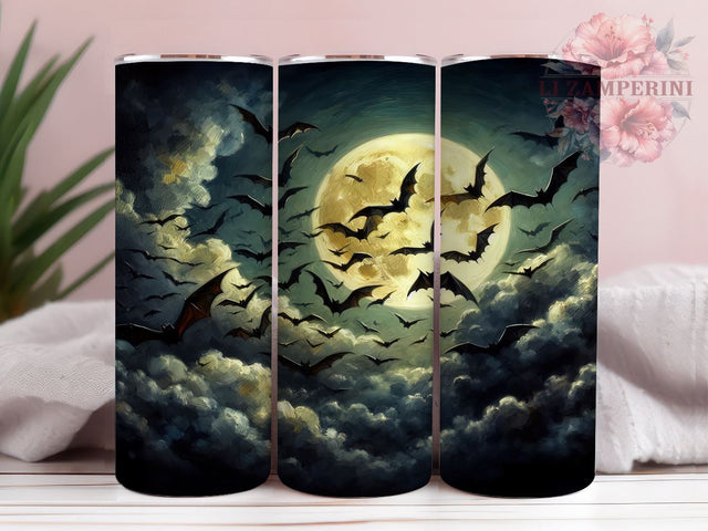 Bat Swarm 20oz Tumbler Wrap PNG, Halloween Bat Tumbler Png, Straight & Tapered Tumbler Wrap, Instant Digital Download Sublimation Li Zamperini 