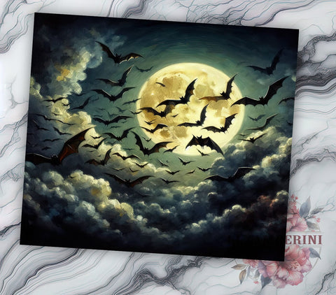 Bat Swarm 20oz Tumbler Wrap PNG, Halloween Bat Tumbler Png, Straight & Tapered Tumbler Wrap, Instant Digital Download Sublimation Li Zamperini 