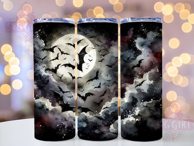 Bat Swarm 20oz Tumbler Wrap Sublimation Design, Straight Tapered Tumbler Wrap, Black Bat Tumbler Png, Instant Digital Download Sublimation SvggirlplusArt 