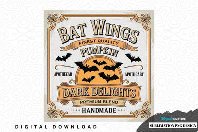 Bat wings pumpkin dark delights sublimation png design Sublimation Regulrcrative 
