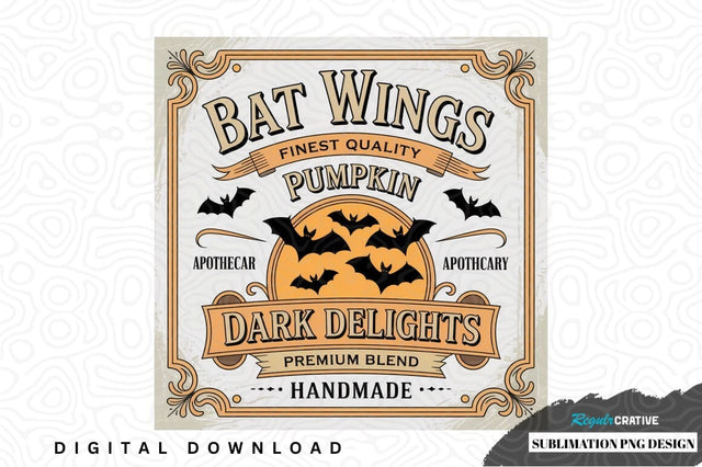 Bat wings pumpkin dark delights sublimation png design Sublimation Regulrcrative 