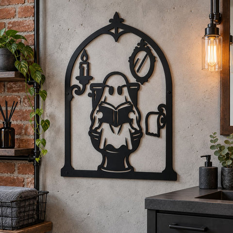 Bathroom Ghost Laser SVG | Funny Toilet Ghost Svg | Halloween Bathroom DXF | Restroom Sign CNC File | Plasma Cut Metal Art SVG HappyDesignStudio 