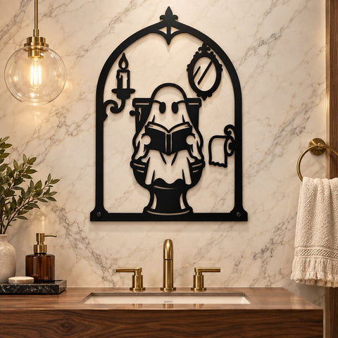 Bathroom Ghost Laser SVG | Funny Toilet Ghost Svg | Halloween Bathroom DXF | Restroom Sign CNC File | Plasma Cut Metal Art SVG HappyDesignStudio 
