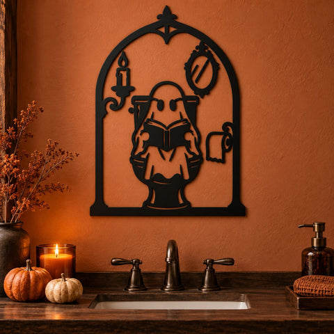 Bathroom Ghost Laser SVG | Funny Toilet Ghost Svg | Halloween Bathroom DXF | Restroom Sign CNC File | Plasma Cut Metal Art SVG HappyDesignStudio 