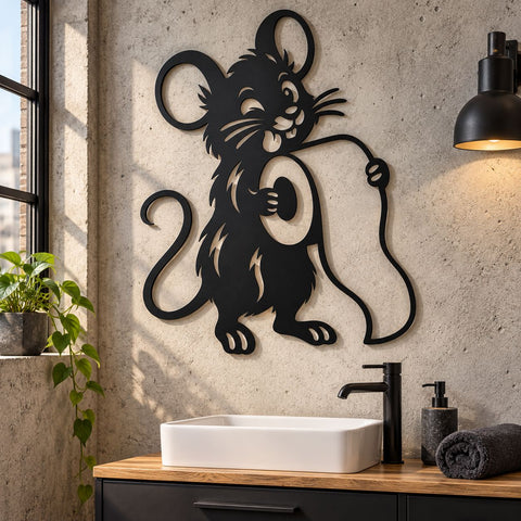 Bathroom Mouse Laser SVG | Funny Mouse Toilet Paper Svg | Funny Bathroom Decor DXF | Mouse Metal Wall Art | CNC Plasma Cut File SVG HappyDesignStudio 