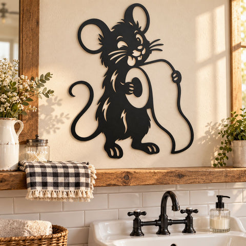 Bathroom Mouse Laser SVG | Funny Mouse Toilet Paper Svg | Funny Bathroom Decor DXF | Mouse Metal Wall Art | CNC Plasma Cut File SVG HappyDesignStudio 