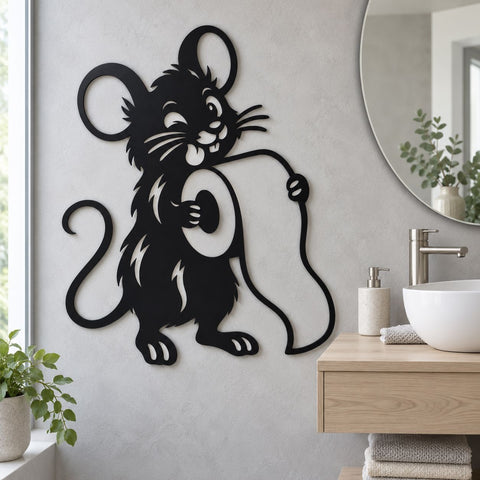 Bathroom Mouse Laser SVG | Funny Mouse Toilet Paper Svg | Funny Bathroom Decor DXF | Mouse Metal Wall Art | CNC Plasma Cut File SVG HappyDesignStudio 