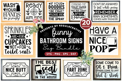 Bathroom Signs Svg Bundle SVG Regulrcrative 
