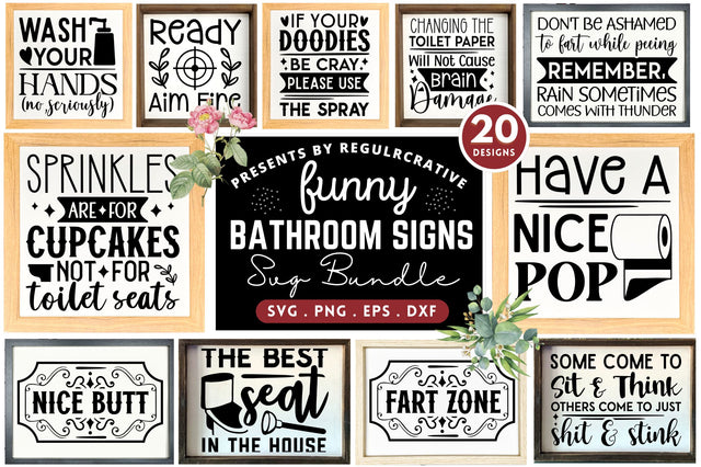 Bathroom Signs Svg Bundle SVG Regulrcrative 