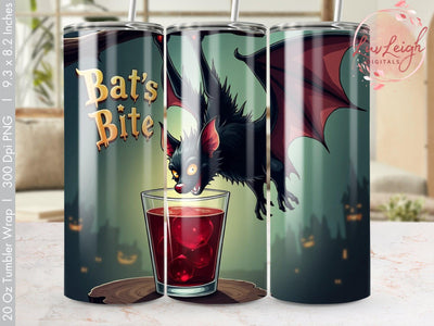Bat's Bite Halloween Tumbler Wrap PNG Sublimation Luvleigh Digitals 